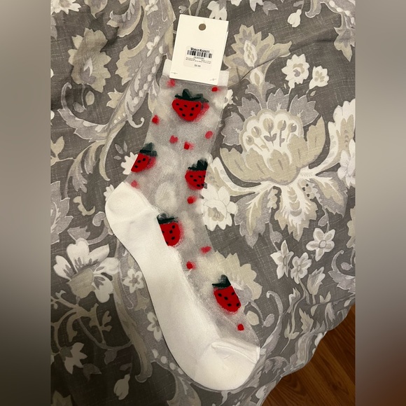 Strawberry Pattern Sheer Socks - Picture 2 of 2